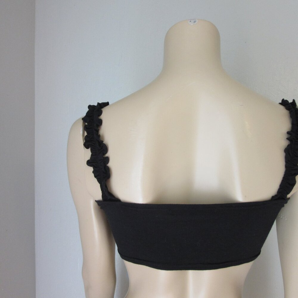 Thief of Bandit Black Ruffled Sleeves Medium Crop Top - Picture 2 of 4